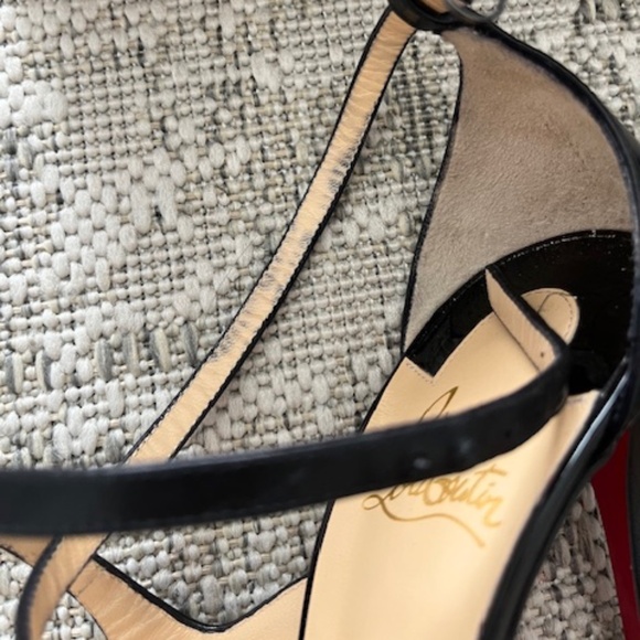 Christian Louboutin Crissos Black Patent and Nappa Leather 100mm Stiletto Heels - Picture 10 of 10